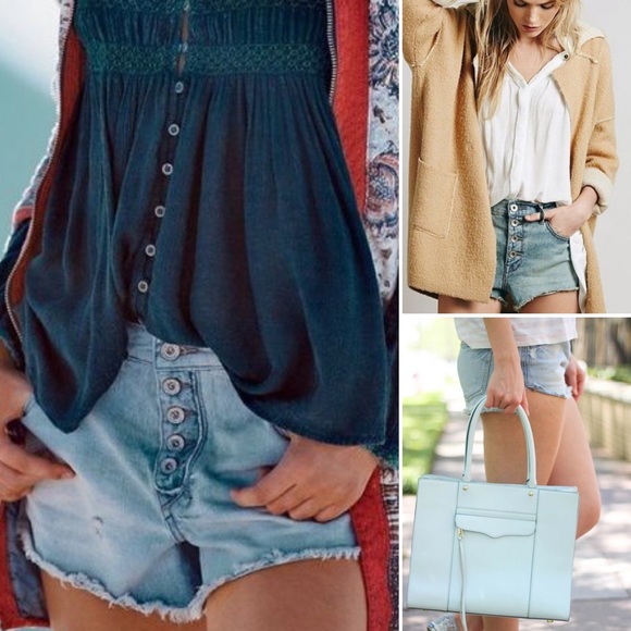 Free People Pants - Free People Runaway Slouch Fawn Wash Shorts (24)